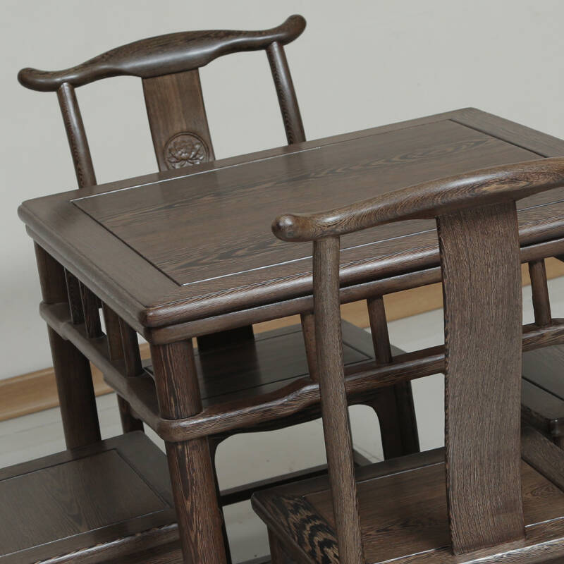 果真家具 鸡翅木小户型方桌 明清古典饭桌茶桌一桌四椅组合5115 桌子