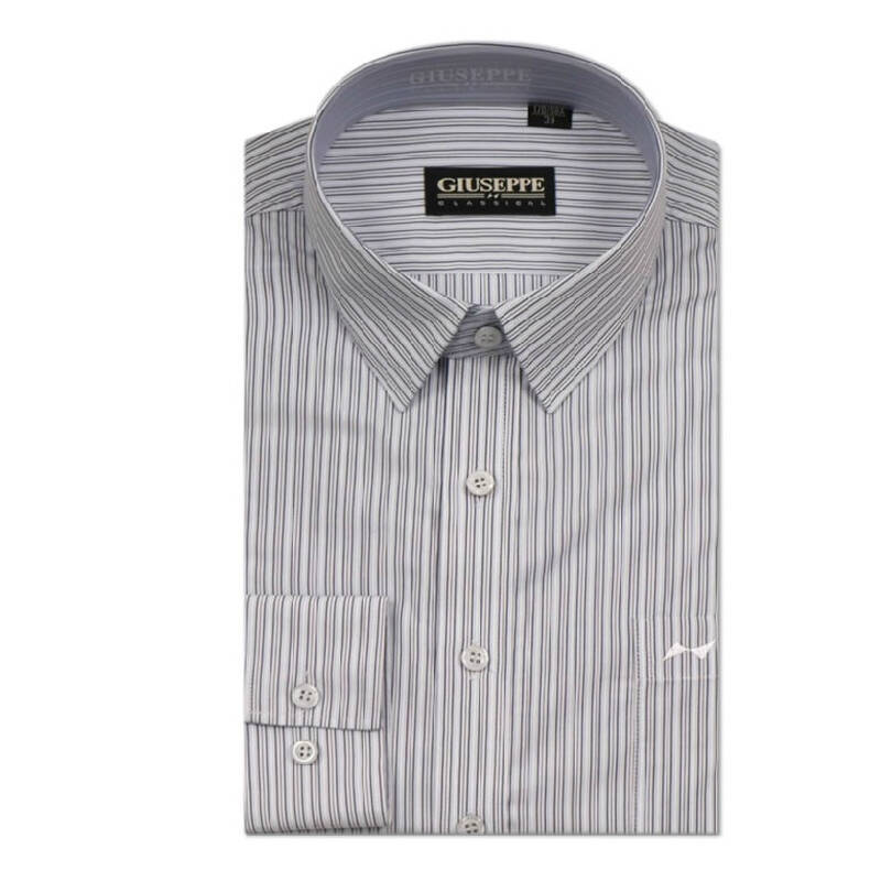 乔治白giuseppe 2015新款商务纯棉 英伦风条纹长袖衬衫男衬衣 灰底