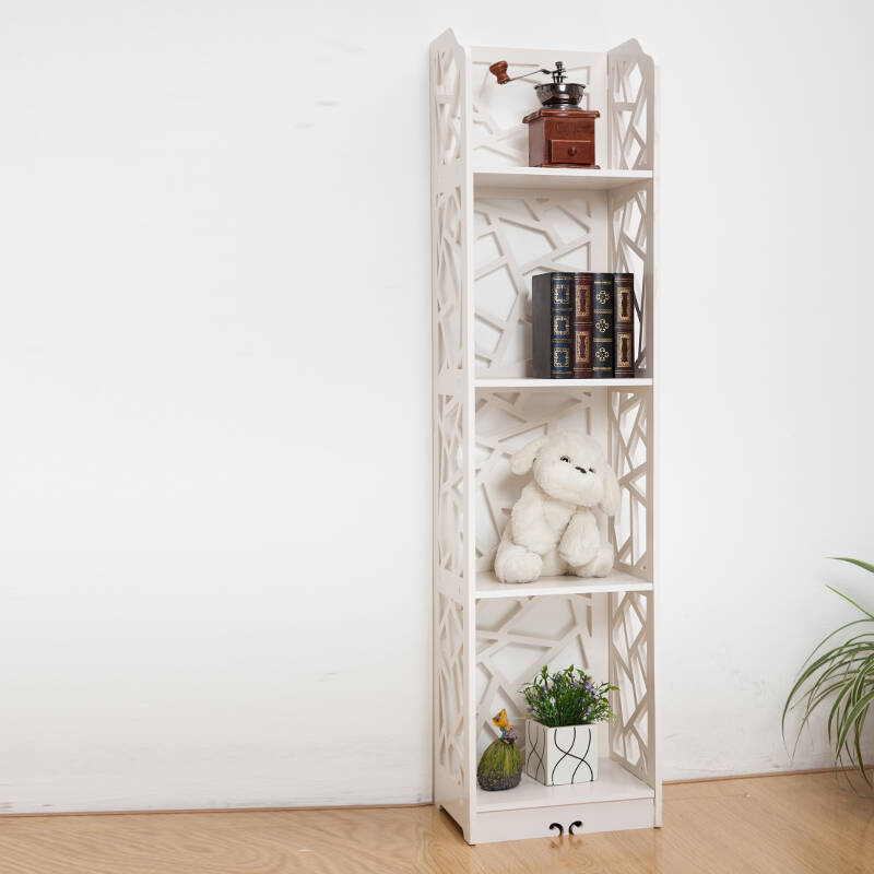 喜家家 木塑板收纳柜 多层杂物收纳架 雕花书架整理柜 浴室置物架