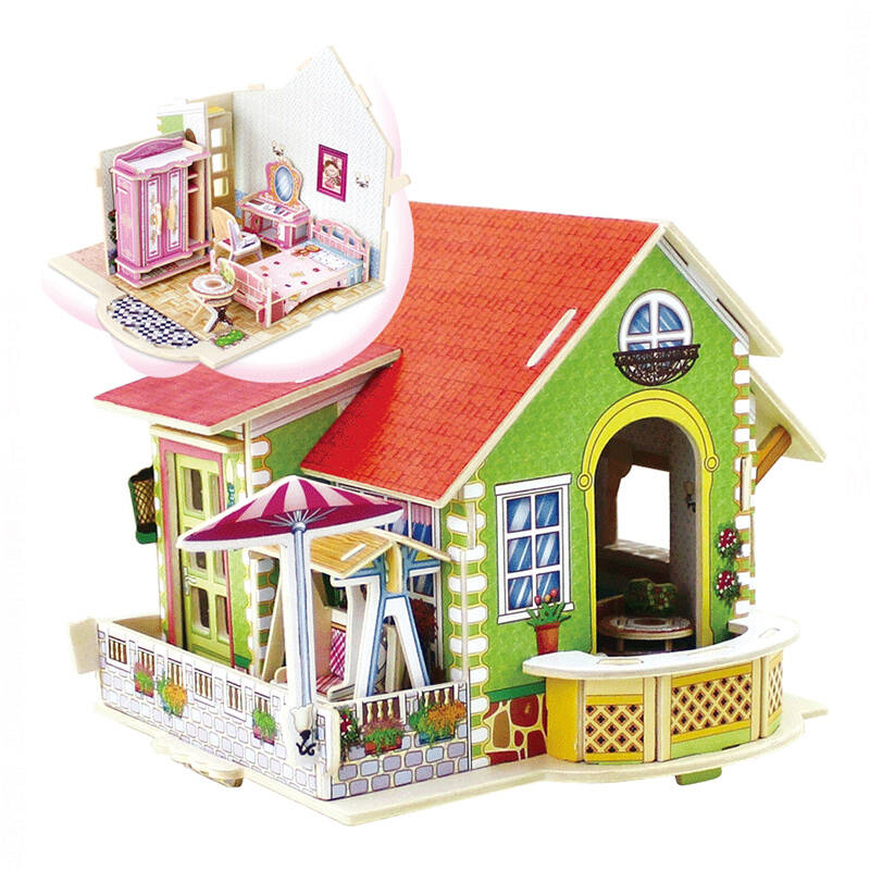 diy手工拼装小屋模型 梦幻别墅创意立体拼图 mx7214-0059 卧室dv184