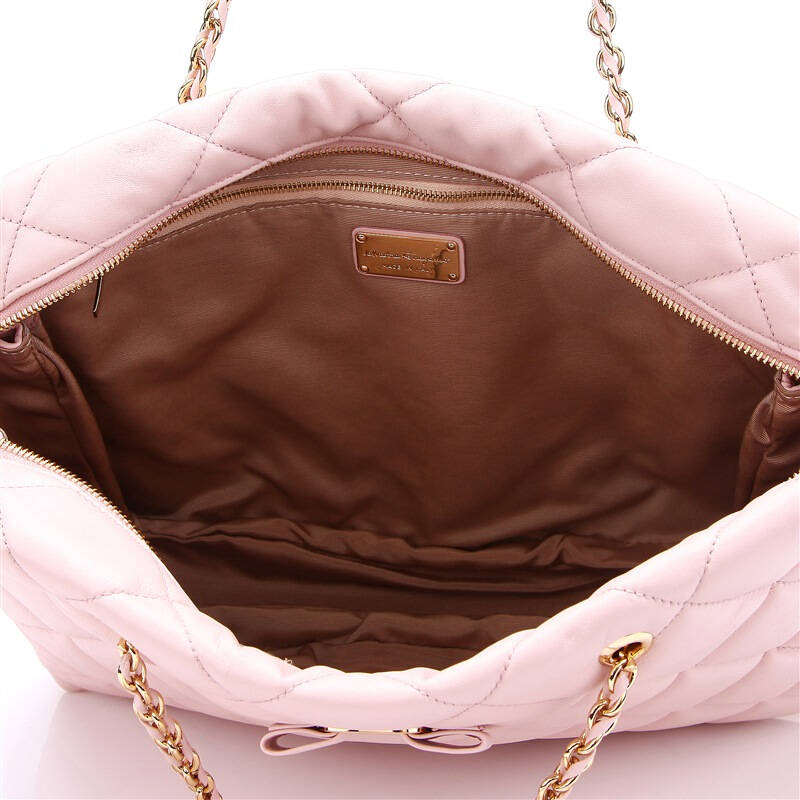 salvatore ferragamo 菲拉格慕 女士淡粉色软羊皮扎线方