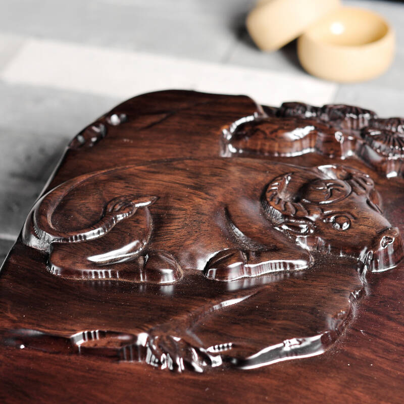 黑檀木实木茶盘排水平板小号茶海功夫茶具鸡翅木茶台cp4101茶盘茶 