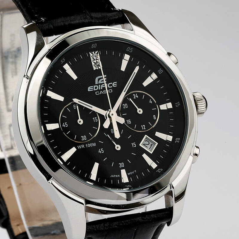 卡西欧(casio)手表皮带系列石英防水商务男表 黑盘黑带efr-517l-1a