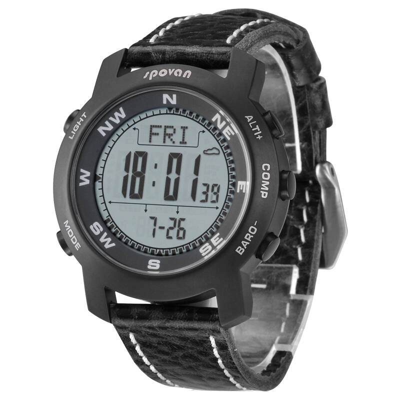 spovan 司博威 海拔表户外手表登山表高度表多功能手表 博锐2 黑色白