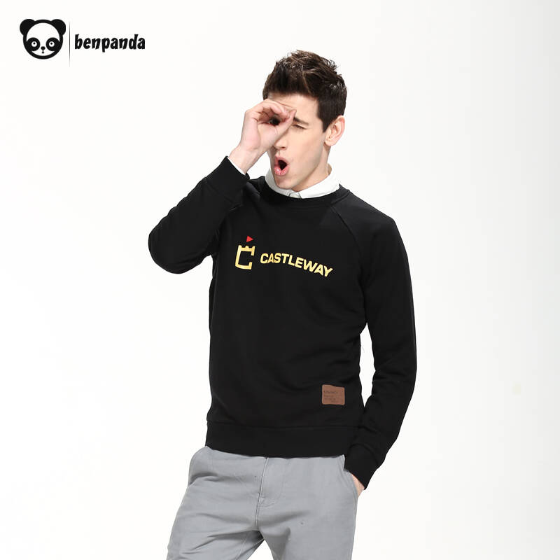 benpanda熊猫本潮牌设计套头卫衣男w023 黑色 185/2xl