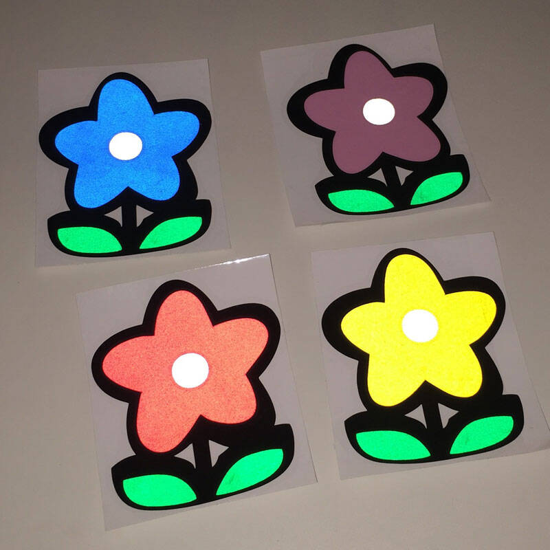汽车贴纸 摩托车贴 卡通反光贴纸 反光小花朵划痕贴 款12 小花 反光黄