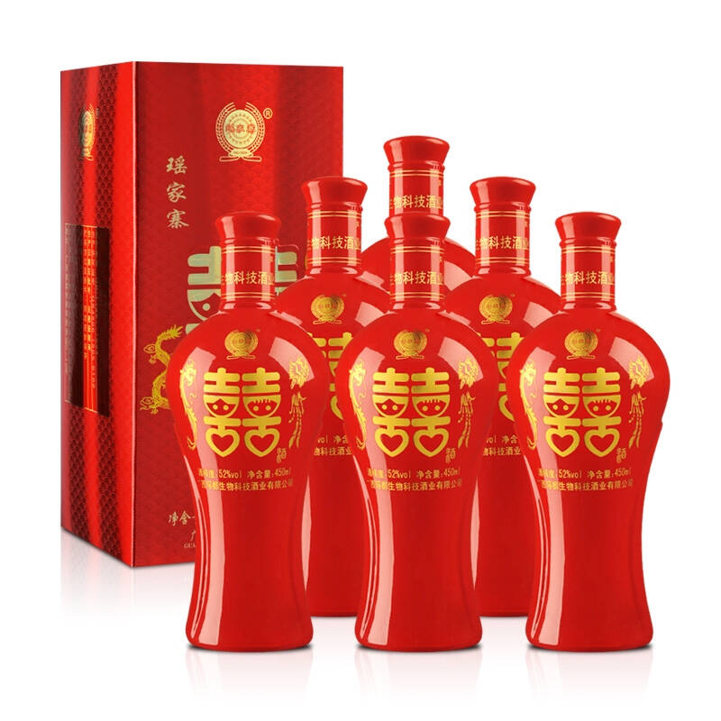 52°瑶家寨(龙凤)双喜酒450ml(6瓶套装)