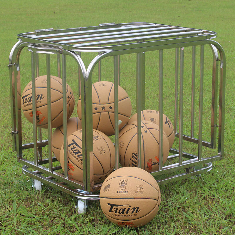 折叠式不锈钢篮球推车 装球车 球类推车 移动训练球车球类运动收纳车