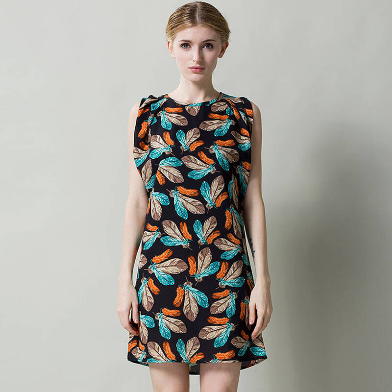 斯蒂芬妮(stephanie)女装无袖连衣裙 s4220009008黑底红花s