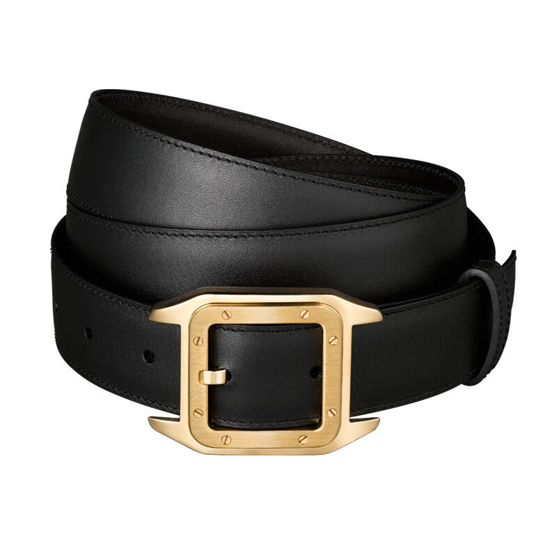 cartier卡地亚男式santos双面针扣腰带l5000420 黑色