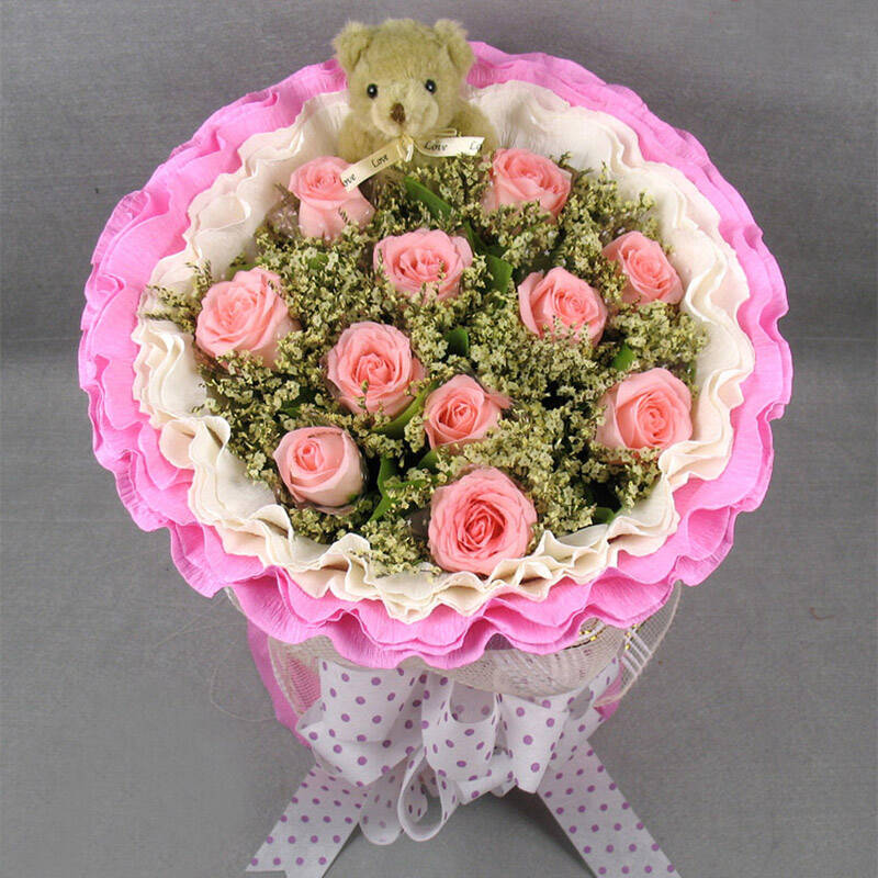 指定日期送达 北京上海全国花店同城送花上门 11枝戴安娜玫瑰a粉色