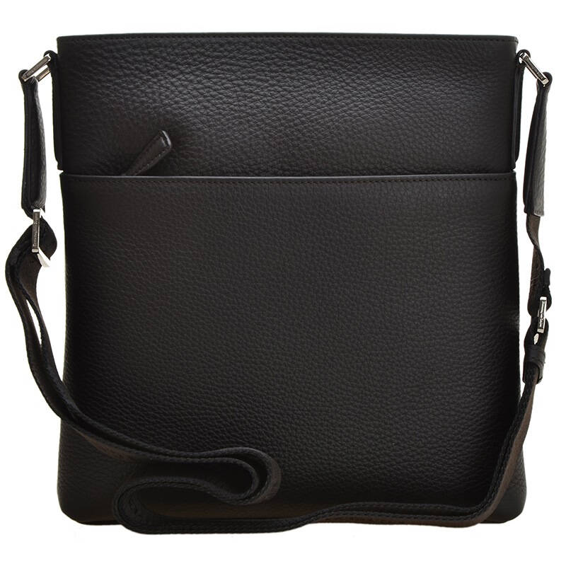 ermenegildo zegna 杰尼亚 男士棕色荔枝纹牛皮单肩斜挎包 51-c0937a