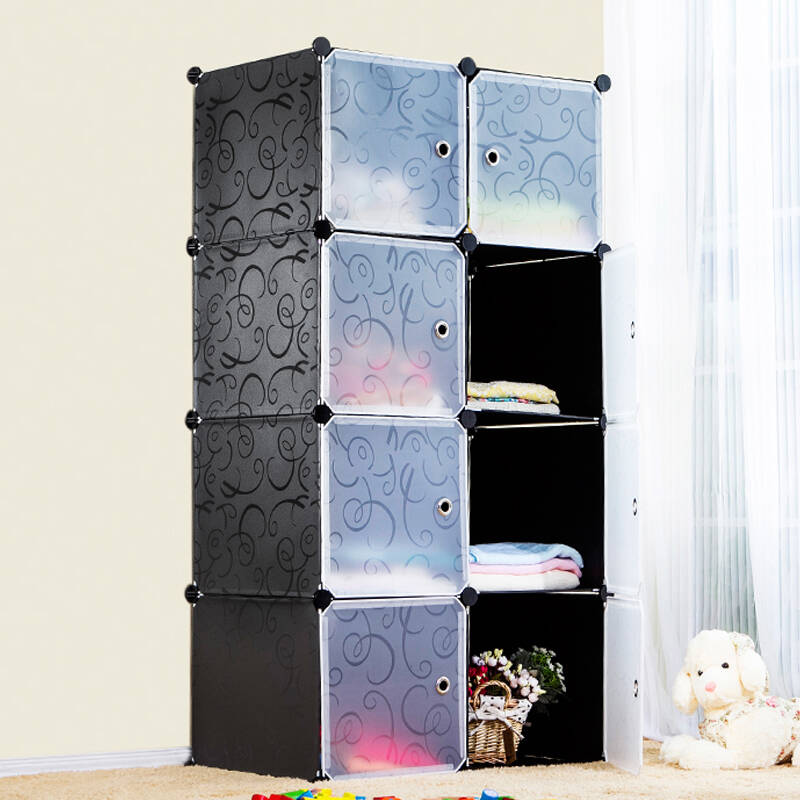 安尔雅组合式简易衣柜 diy组装树脂衣橱折叠塑料收纳柜yg-001 紫色8格