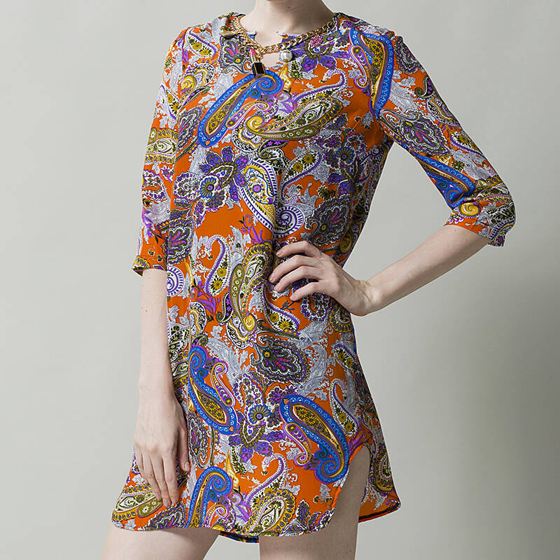 斯蒂芬妮(stephanie)女装连衣裙 s4220023100橘底灰花l