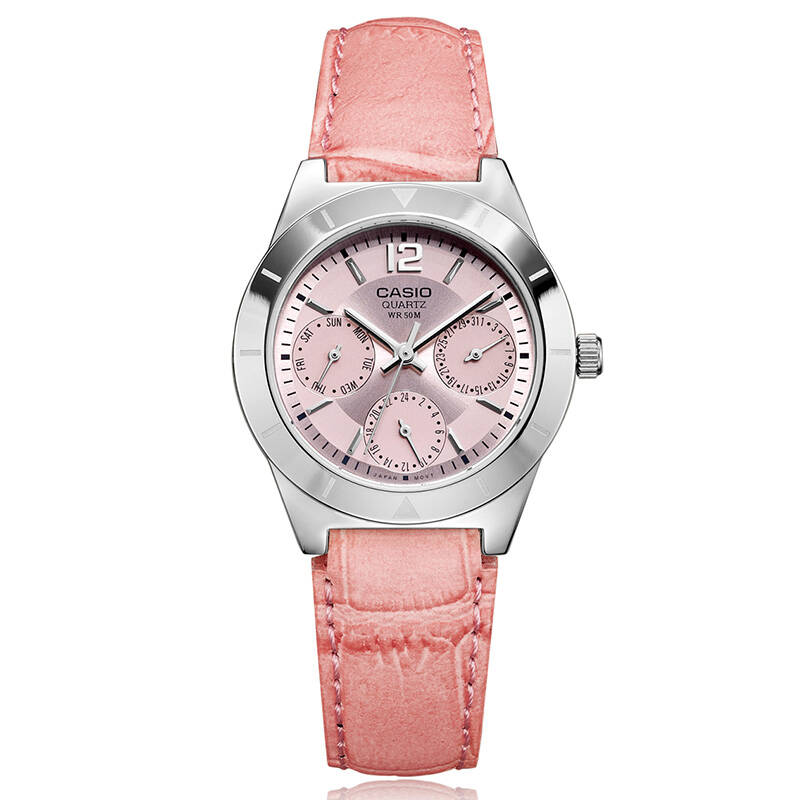 卡西欧(casio)女士手表 学生女表 粉盘粉色皮带ltp-2069l-4a