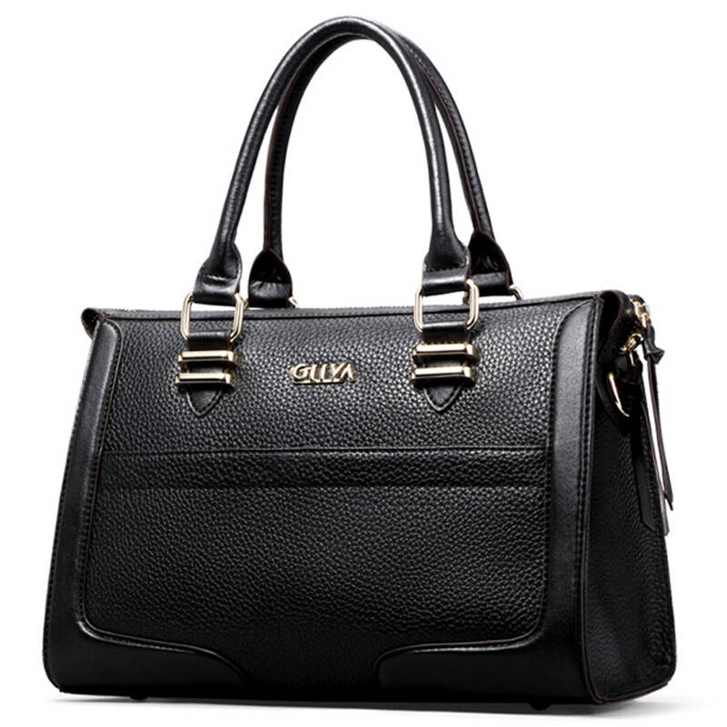 歌莉娅(gliya)单肩斜挎牛皮女包g1401139 黑色