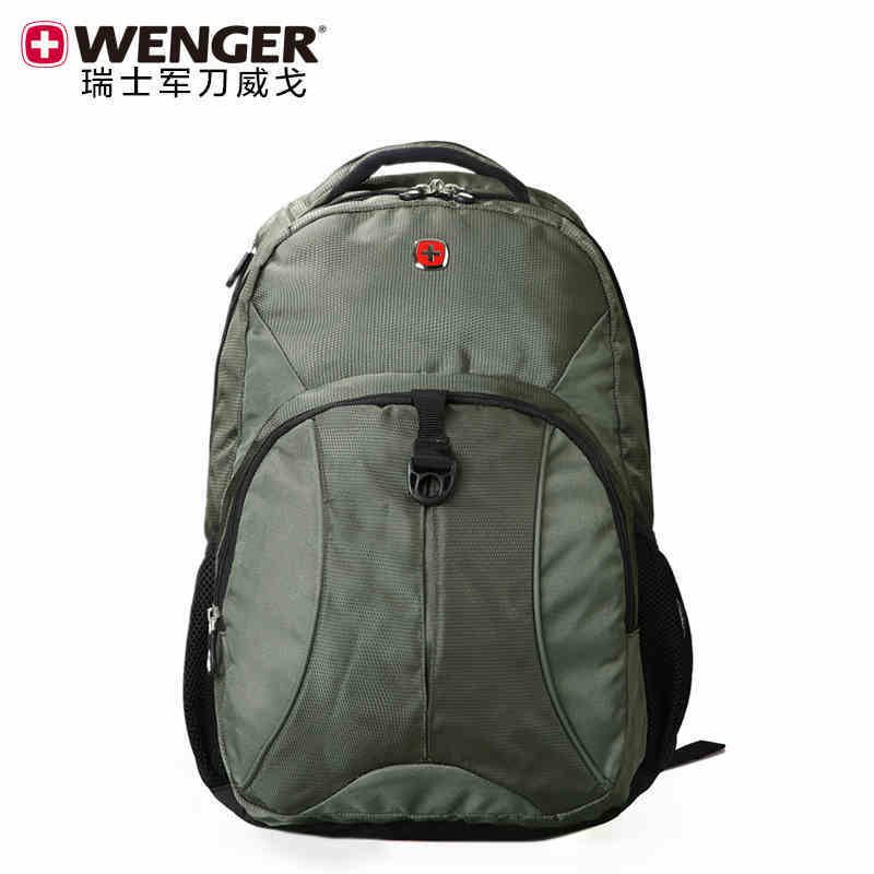 專櫃正品 瑞士軍刀威戈wenger15.6寸軍綠色休閒商務電腦雙肩包男