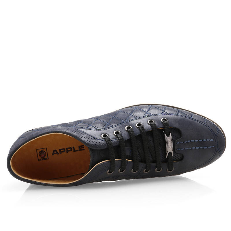 美国苹果(apple)新款休闲男鞋系带时尚韩版纯色男士鞋子3245005蓝色