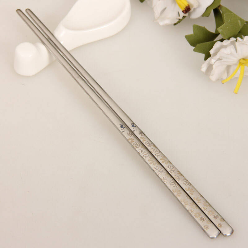 kyungsan韩国进口实心扁筷子,18-10(304不锈钢)激光印花筷子 樱花