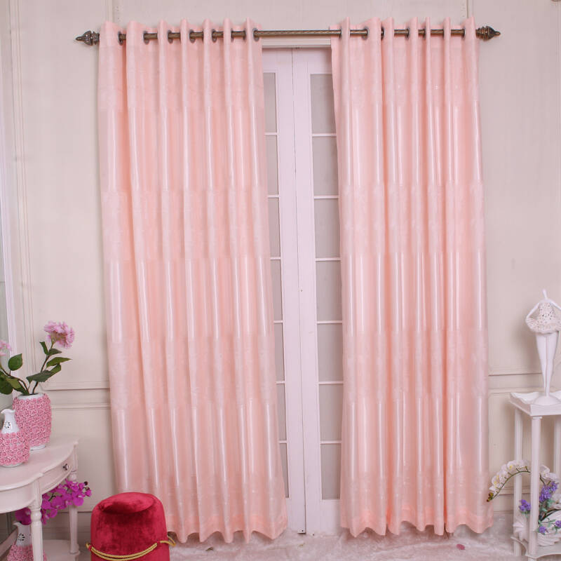 红山玉特价清仓定制粉色婚房窗帘布料成品儿童田园小清新落地窗卧 浅