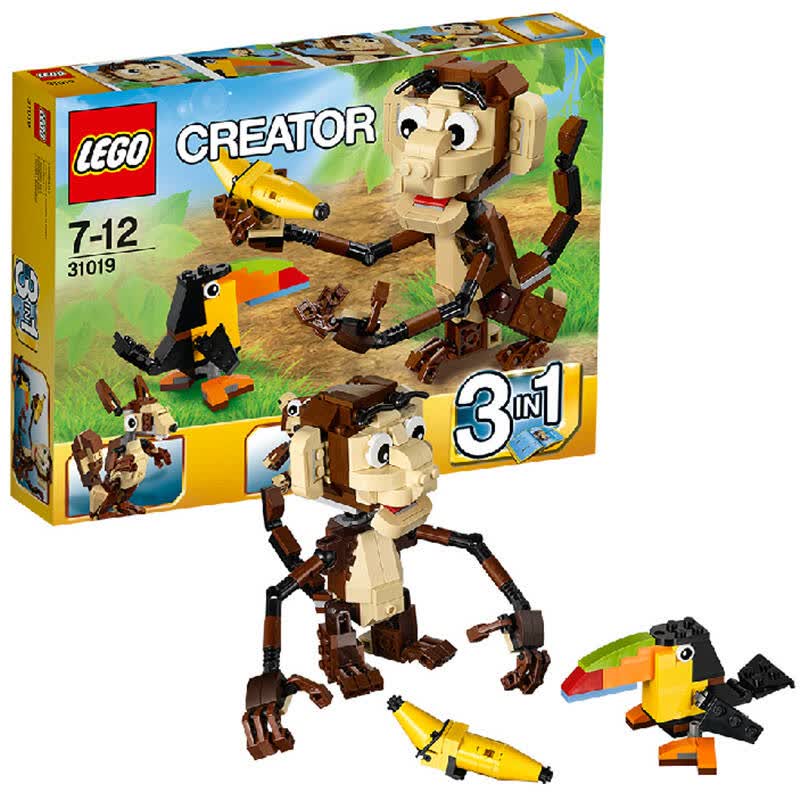 乐高lego 三合一 创意百变系列 益智拼装积木玩具 顽皮的猴子31019