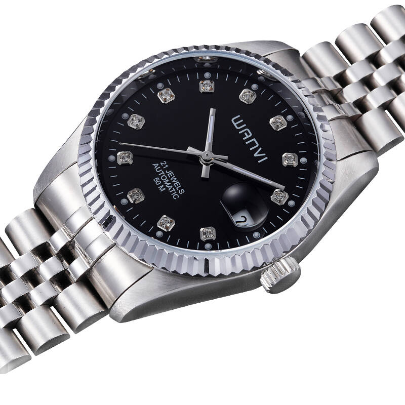 万维(manvi)手表男士商务机械表男表 白壳黑面552