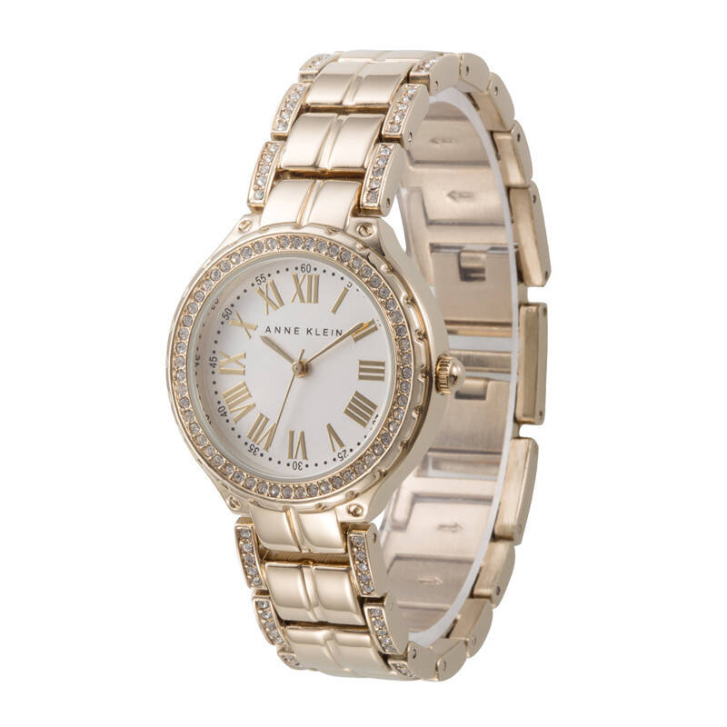 安妮克莱因anne klein金色精钢密镶复古时尚石英女表金色ak-1506svgb