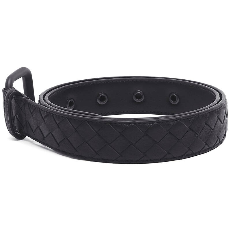 bottega veneta 宝缇嘉 女士黑色小羊皮编织纹腰带皮带 274470 v001o