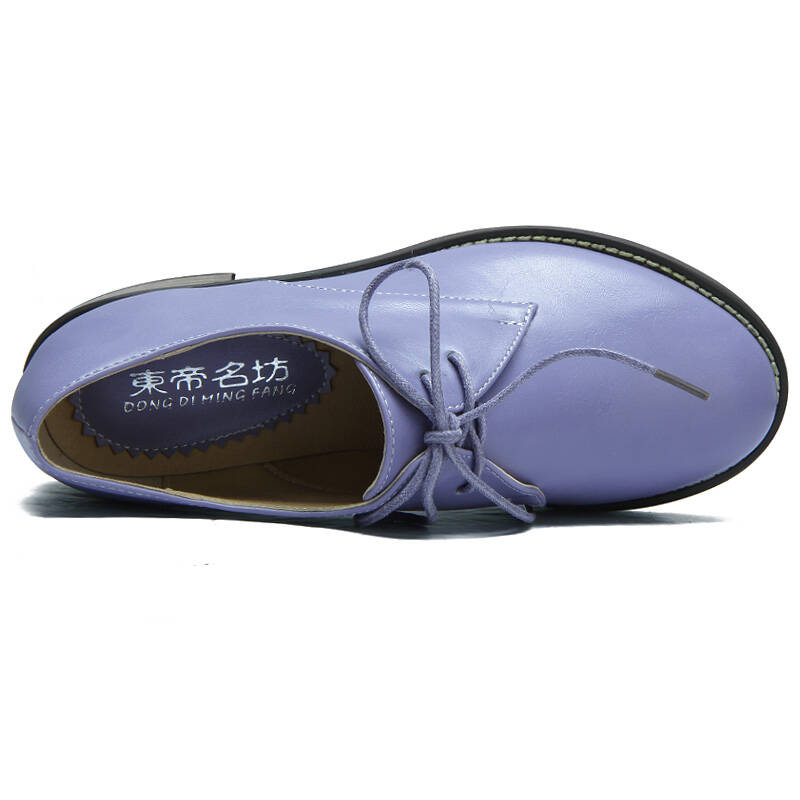 东帝名坊 2015春季新款英伦风粗跟单鞋低跟女鞋子 36367 紫色 35