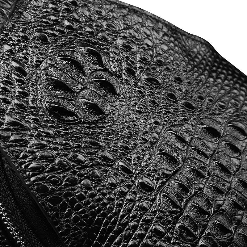 macy gray鳄鱼皮男士胸包真皮商务休闲单肩包斜跨包男包 黑色 鳄鱼皮