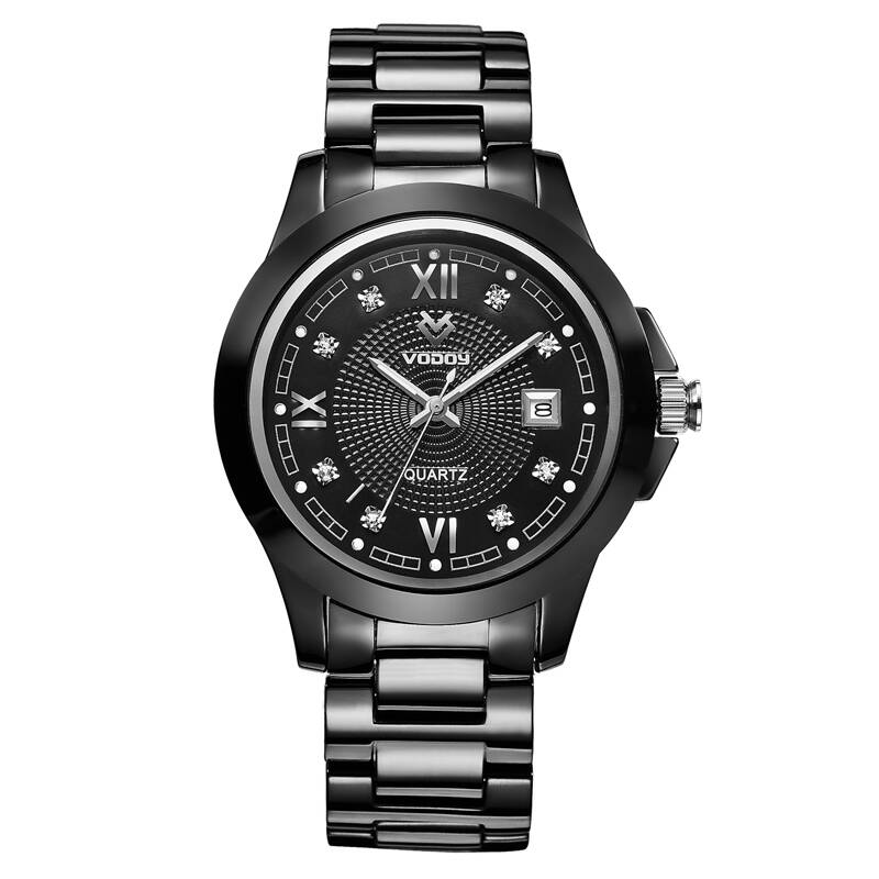 沃度(vodoy)手表男士夜光手表 陶瓷手表超薄石英表时尚防水男表 情侣