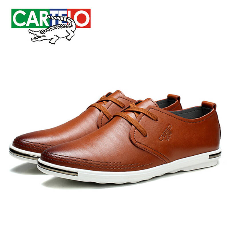 卡帝乐鳄鱼cartelo新款男鞋皮鞋商务休闲鞋系带鞋户外英伦男鞋时尚