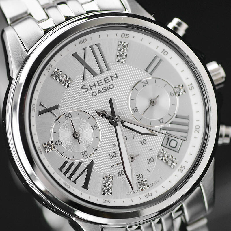 卡西欧(casio)手表 sheen系列she-5026经典三盘六针时尚石英女表 she