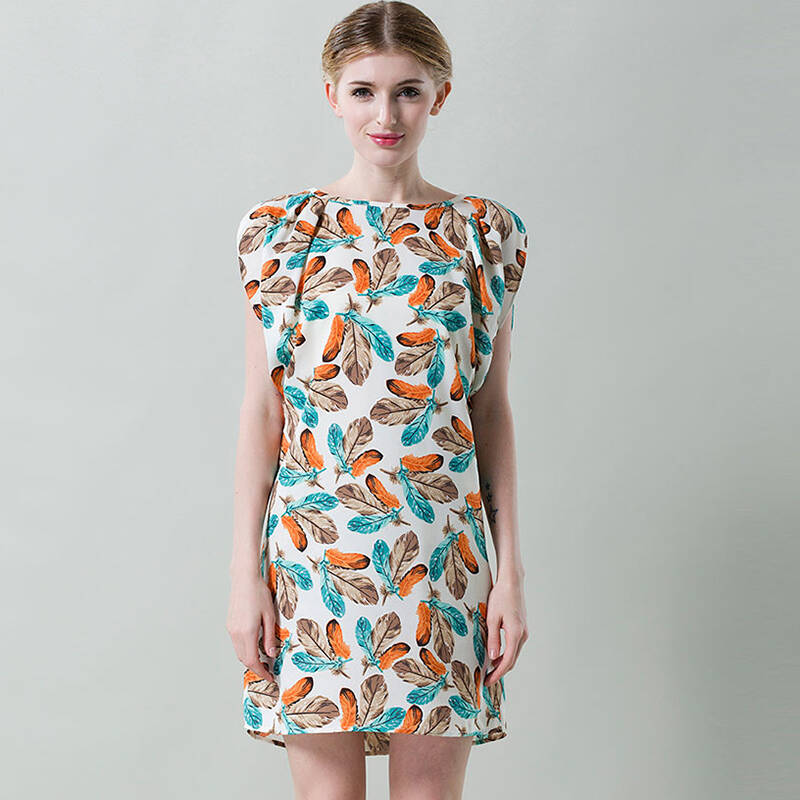 斯蒂芬妮(stephanie)女装无袖连衣裙 s4220009009杏底红花l