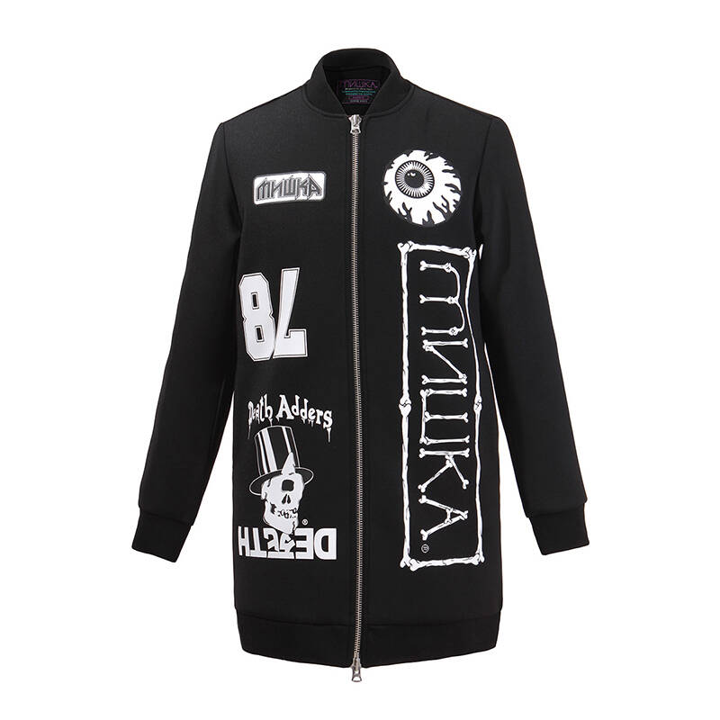 mishkanyc2015年春夏新款男装长款印花外套 黑色 xl
