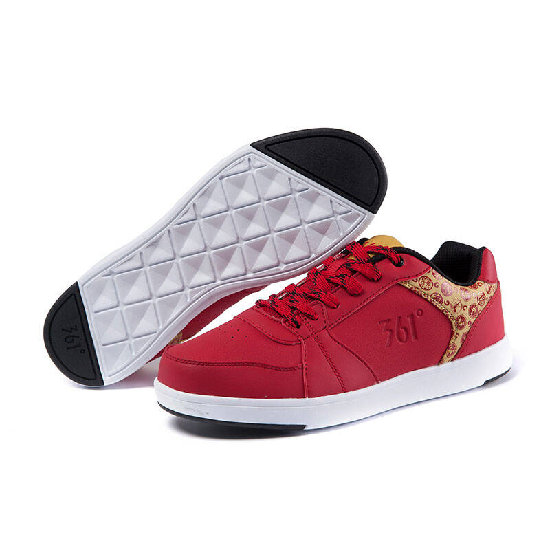 361度男鞋男鞋秋冬季新款361男子休闲运动板鞋休闲鞋 571446616 红/金