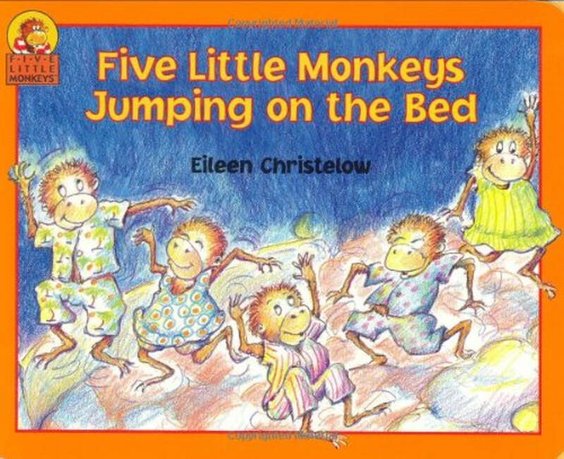 five little monkeys jumping on the bed 五只小猴子床上蹦蹦跳 英文