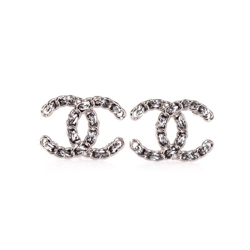 chanel 香奈儿 coco系列银色合金经典双c耳钉a64658