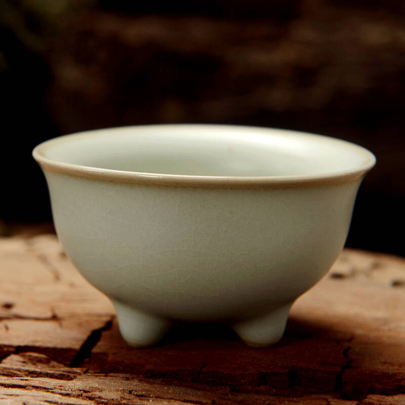 冰裂杯子汝窑青瓷陶瓷杯 瓷器茶叶杯定窑泡茶杯雪花釉功夫茶杯 汝窑三
