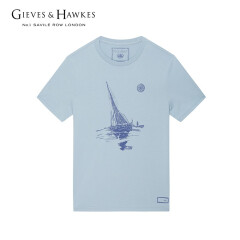 GIEVES&HAWKES/君皇仕 男士印花纯棉休闲T恤衫G4100087I1 粉蓝 S