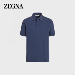 杰尼亚（Zegna） 经典款 男士蓝色弹力短袖POLO衫 VV360-ZZ661-B07-S S码