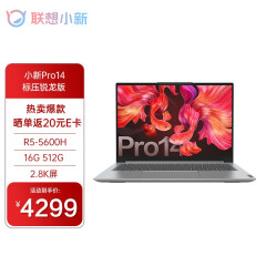 联想（Lenovo） 小新Pro14 标压锐龙版 高性能全面屏轻薄笔记本电脑 R5-5600H 16G 512G  2.8K屏