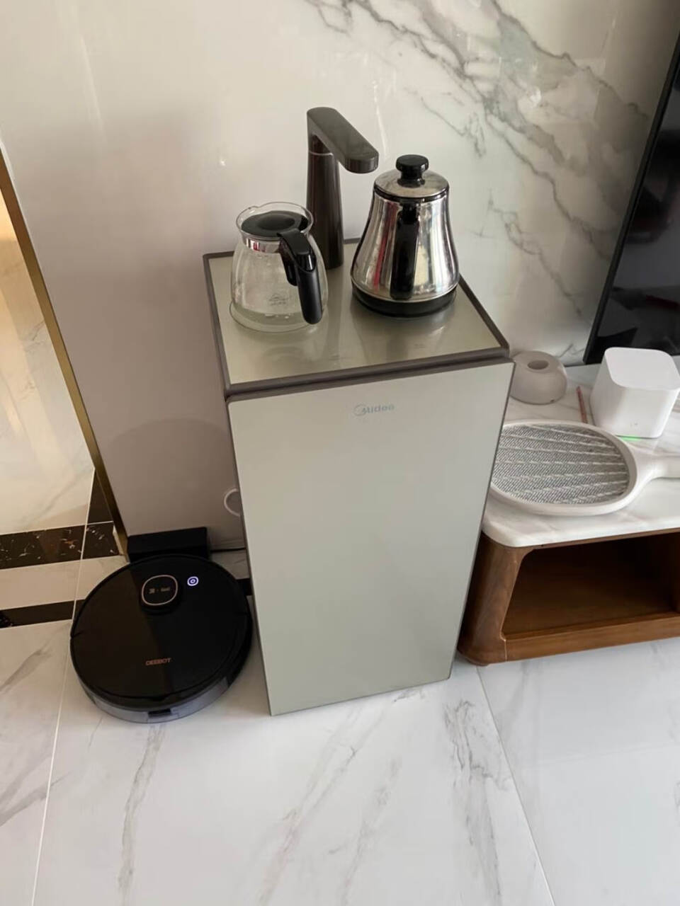 美的（Midea）茶吧机饮水机家用办公室京东小家智能背板下置式桶装水多功能触控大屏立式温热型YR1622S-X极光(美的mideafs406),第4张