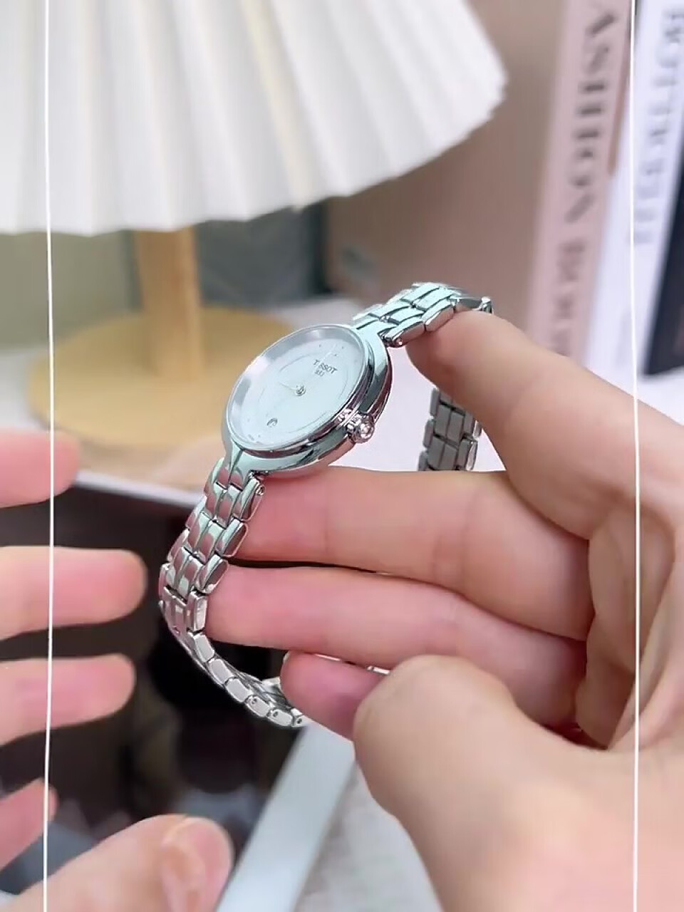 天梭(TISSOT)瑞士手表 弗拉明戈系列小美人钢带石英女士腕表送女友T094.210.11.111.00(天梭手表),第4张