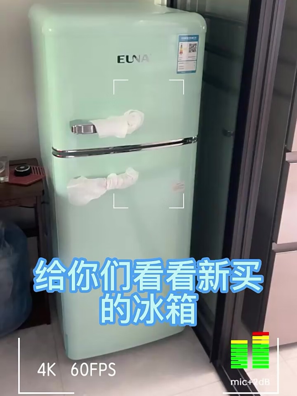 优诺（EUNA)欧式复古小冰箱 小型双门彩色家用办公寓冷冻冷藏保鲜个性电冰箱母乳化妆品113R 抹茶绿,第2张