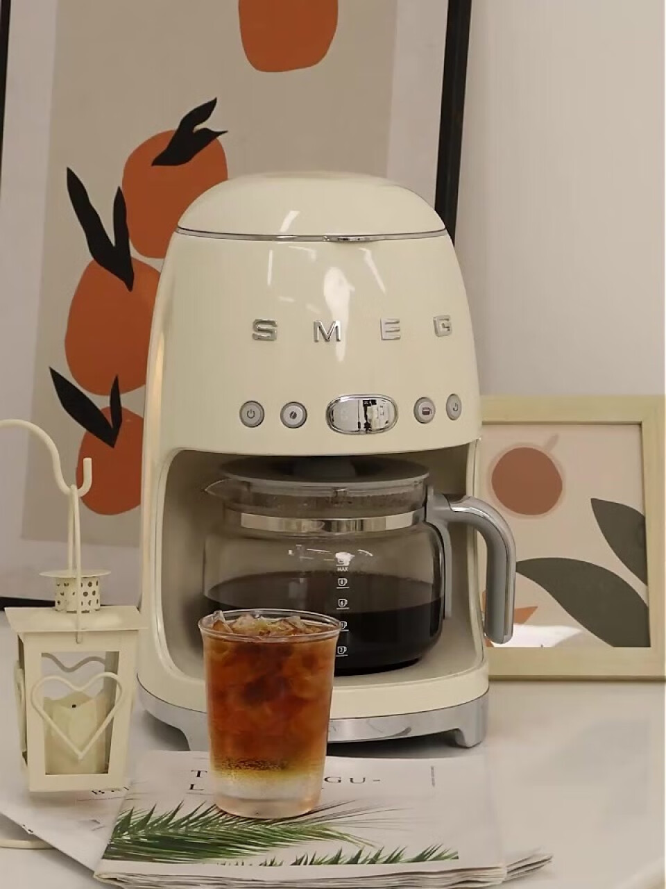 SMEG 斯麦格 意大利复古美式咖啡机家用 滴漏式咖啡壶自动保温咖啡泡茶两用1.4L DCF02 奶白色,第2张