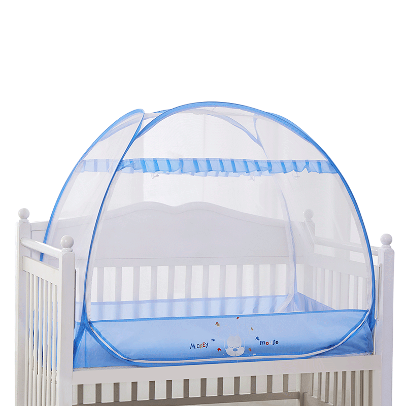 迪士尼宝宝（Disney Baby）儿童蚊帐婴儿蚊帐罩婴儿床蚊帐免安装蒙古包蚊帐蓝色米奇120*65cm