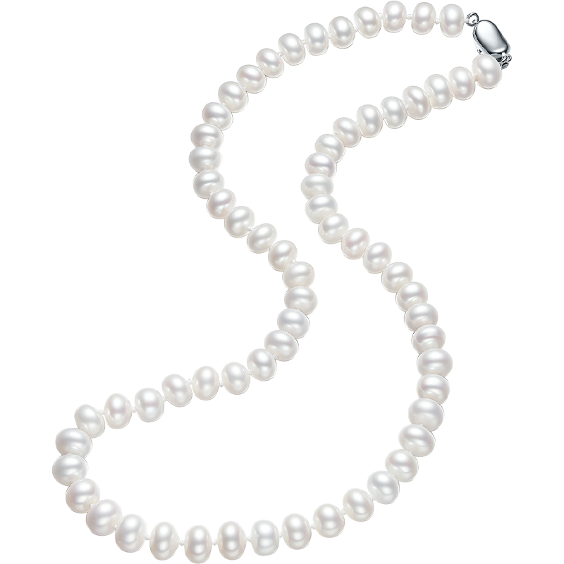 周六福珠宝 简约珍珠项链女款 S925银扣淡水珍珠项链妈妈款 约45cm