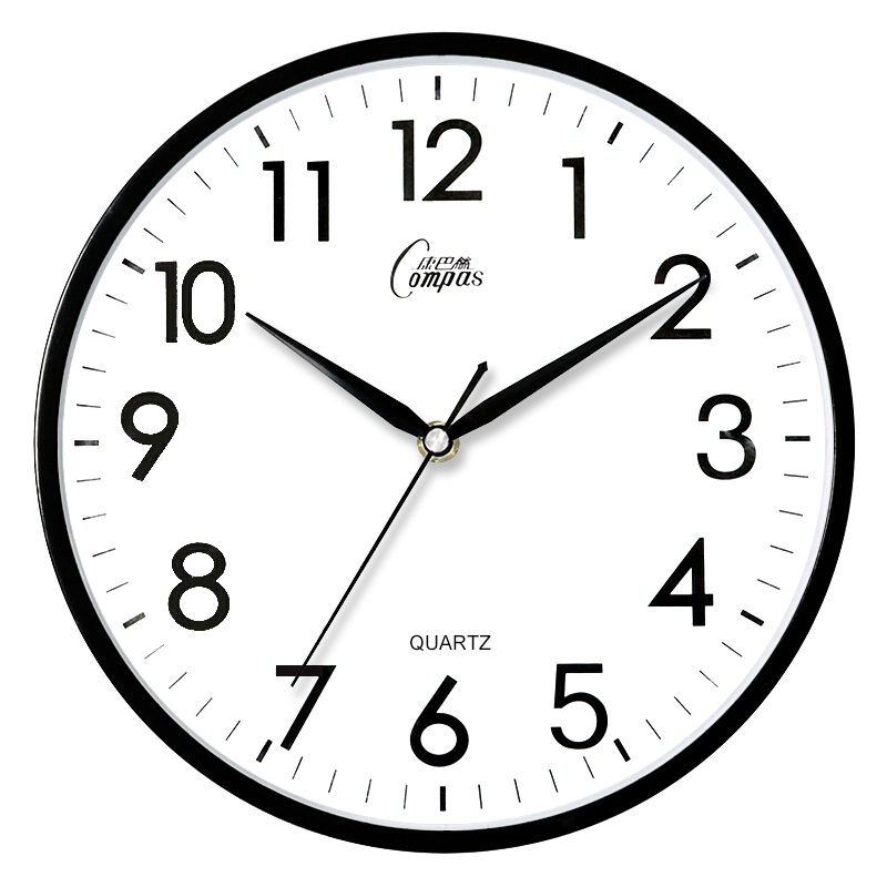 康巴丝（COMPAS）挂钟 创意简约钟表客厅石英钟表挂墙卧室时钟挂表 c2855 黑色