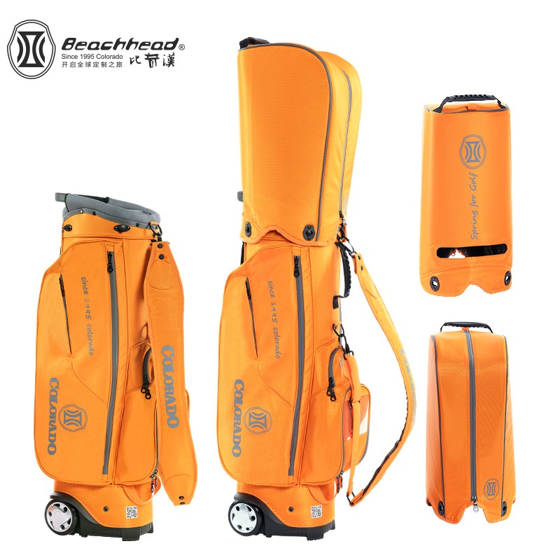 Beachhead比奇漢高尔夫球包男女款航空托运包标准轻便型带加厚双滑轮防水防尘保护罩 橙色GQN02090A